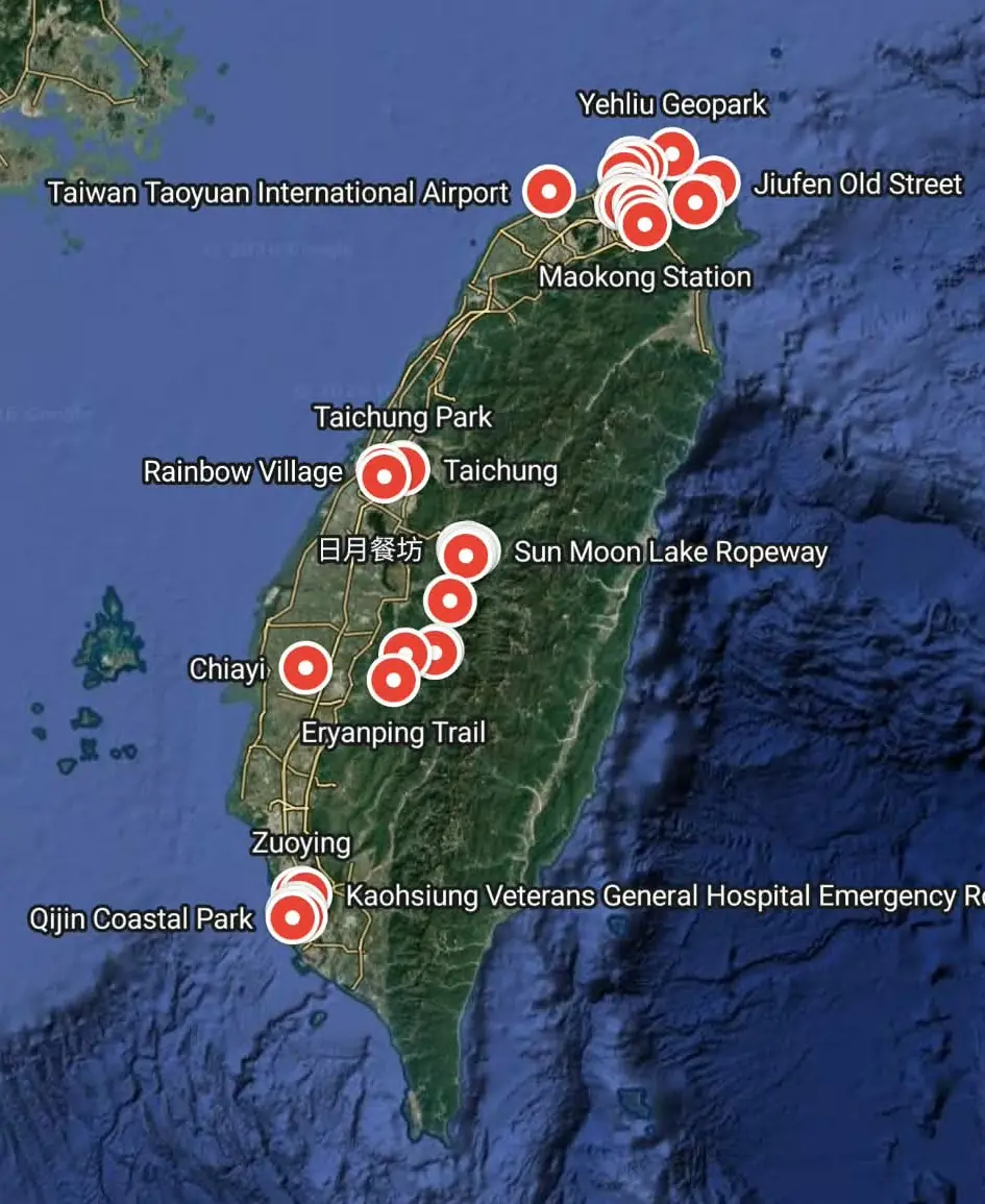 Taiwan travel map